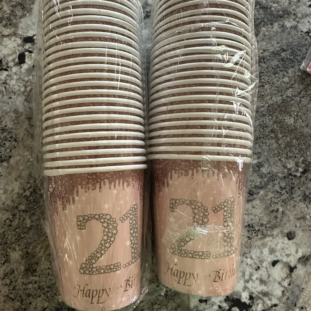 Rose Gold 21st Birthday Party Supplies Set